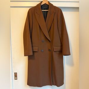 Zara Classic Brown Double Breasted Smart Wool Coat